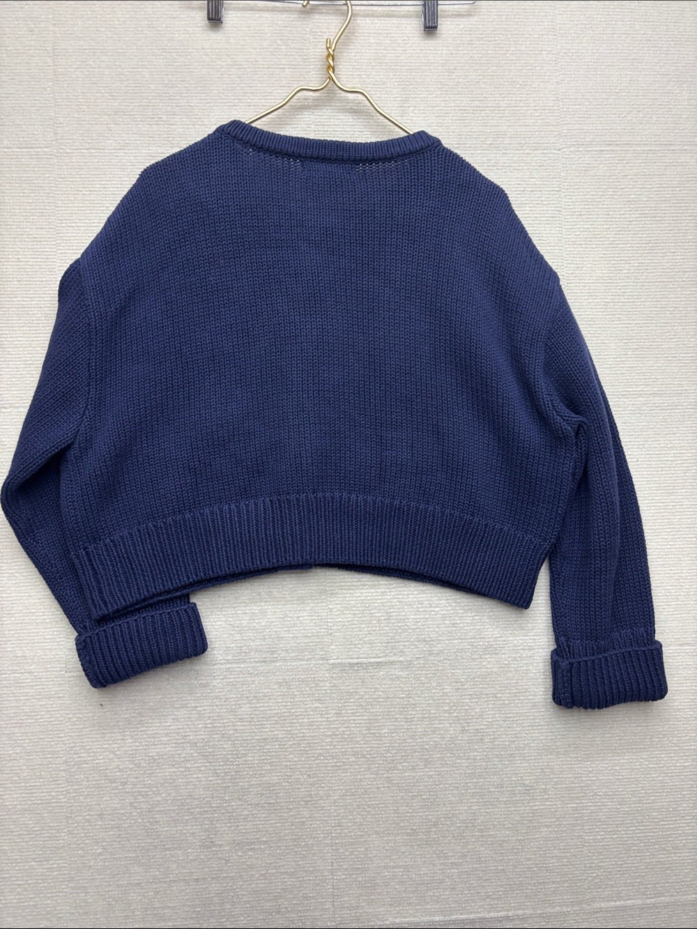 Caroline Constas | medium Cropped Navy Button-Front Women's Sweater - Picture 7 of 8